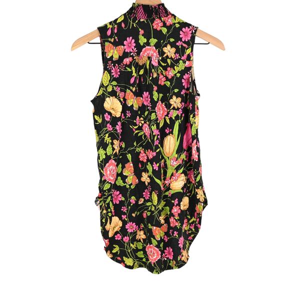 Anthro Akemi + Kin Black Floral Smocked Tank - Picture 6 of 7